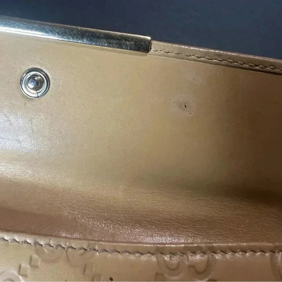 Authentic Gucci Vintage Tan Long Wallet Made In Italy Monogram Women’s - Picture 2 of 15